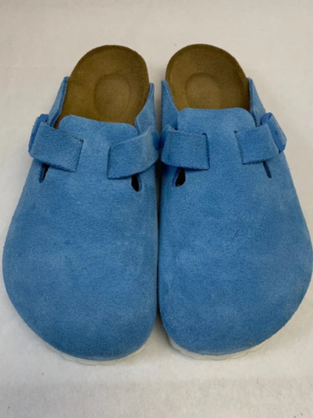 Birkenstock Boston Sky Blue Suede Leather Narrow Width Sandals